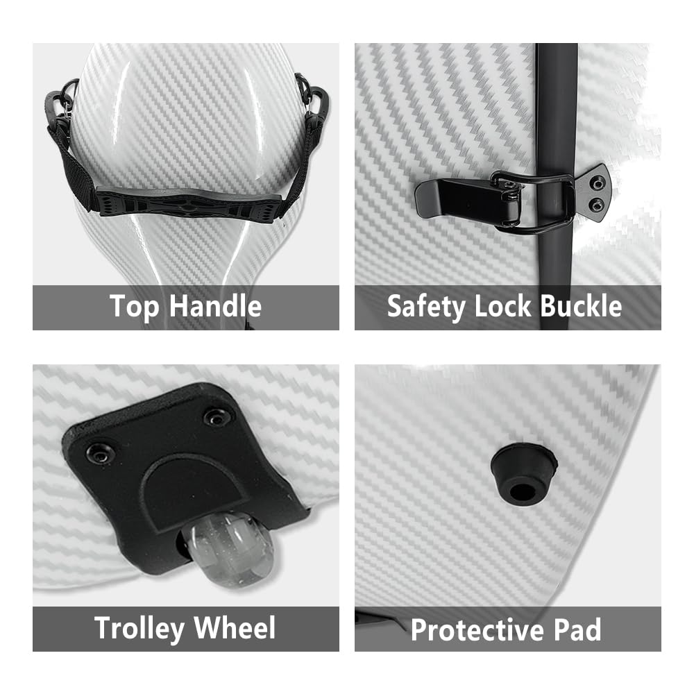 Cello Case 1/2 size With Wheels Carbon Fiber Lightweight Durable Hard Shell Travel Case,Waterproof with Carry Straps Gift for Birthday/Christmas (white)