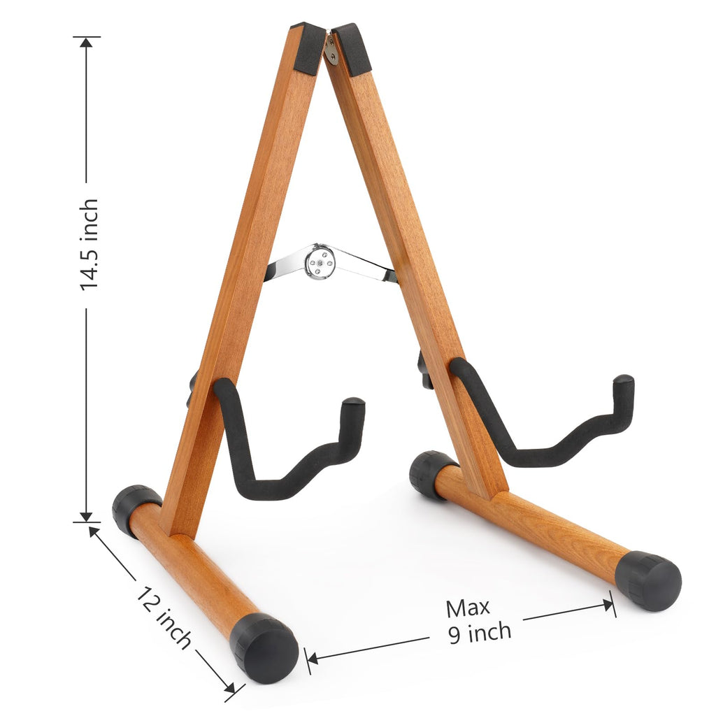 SNIGJAT Wood Guitar Stand, Acoustic Guitar Stand with Padded Foam, Classical Electric Guitar Stand, A-Frame Folding Bass Guitar Display Stand Compatible with Cello, Mandolin, Bass, Banjo, Ukulele