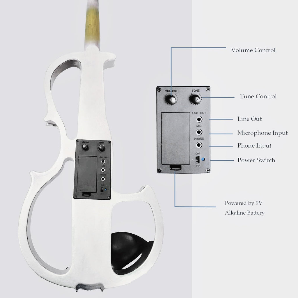 Electric Violin, 4/4 Full Size Solid Silent Fiddle with Ebony Fittings, Silent Electric Violin Kit for Beginner Students (Mahogany)