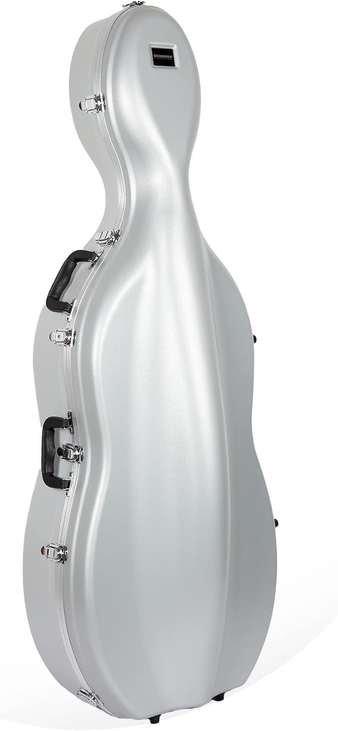 Crossrock Commuter ABS Cello Case for 4/4 & 3/4 | Matte Blue Diamond Shell, Wheels & Backpack Straps – Lightweight Case for Daily Rehearsal & Travel