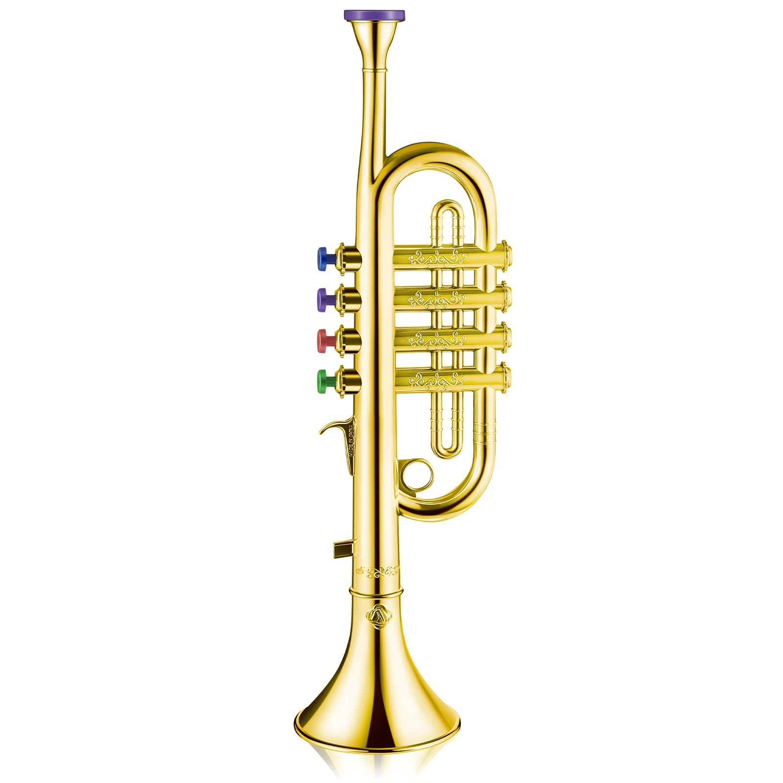 Lewtemi Gold Trumpet Musical Instruments Toy for Kid Toddler Fake Plastic Preschool Music Toy Gift Non-Professional Wind Instrument Early Educational Teaching Songs Gifts for Toddlers Children