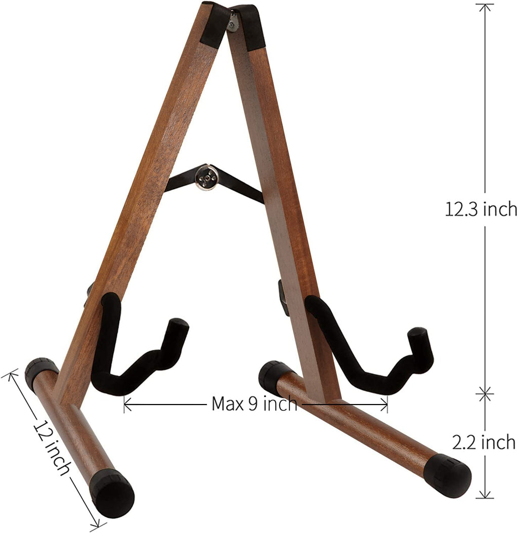 SNIGJAT Wood Guitar Stand, Acoustic Guitar Stand with Padded Foam, Classical Electric Guitar Stand, A-Frame Folding Bass Guitar Display Stand Compatible with Cello, Mandolin, Bass, Banjo, Ukulele