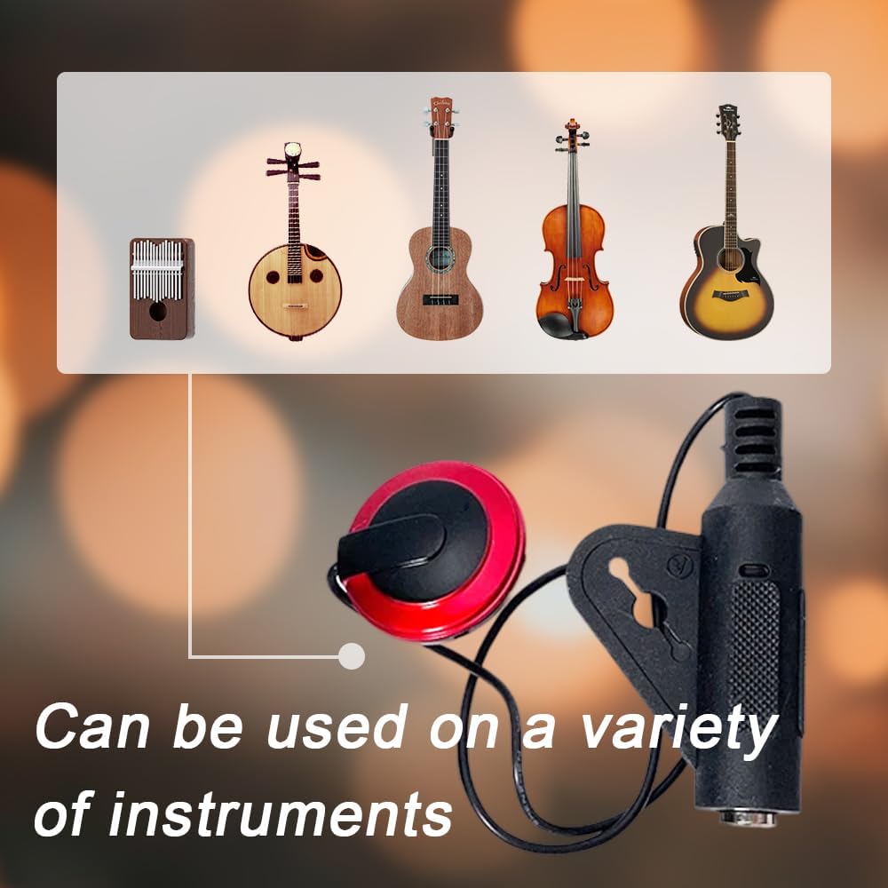 2Pcs Piezo Contact Microphone Pickup, for Guitar Violin Banjo Mandolin Ukulele Cello, with 1/4 Inch Jack & Cable.