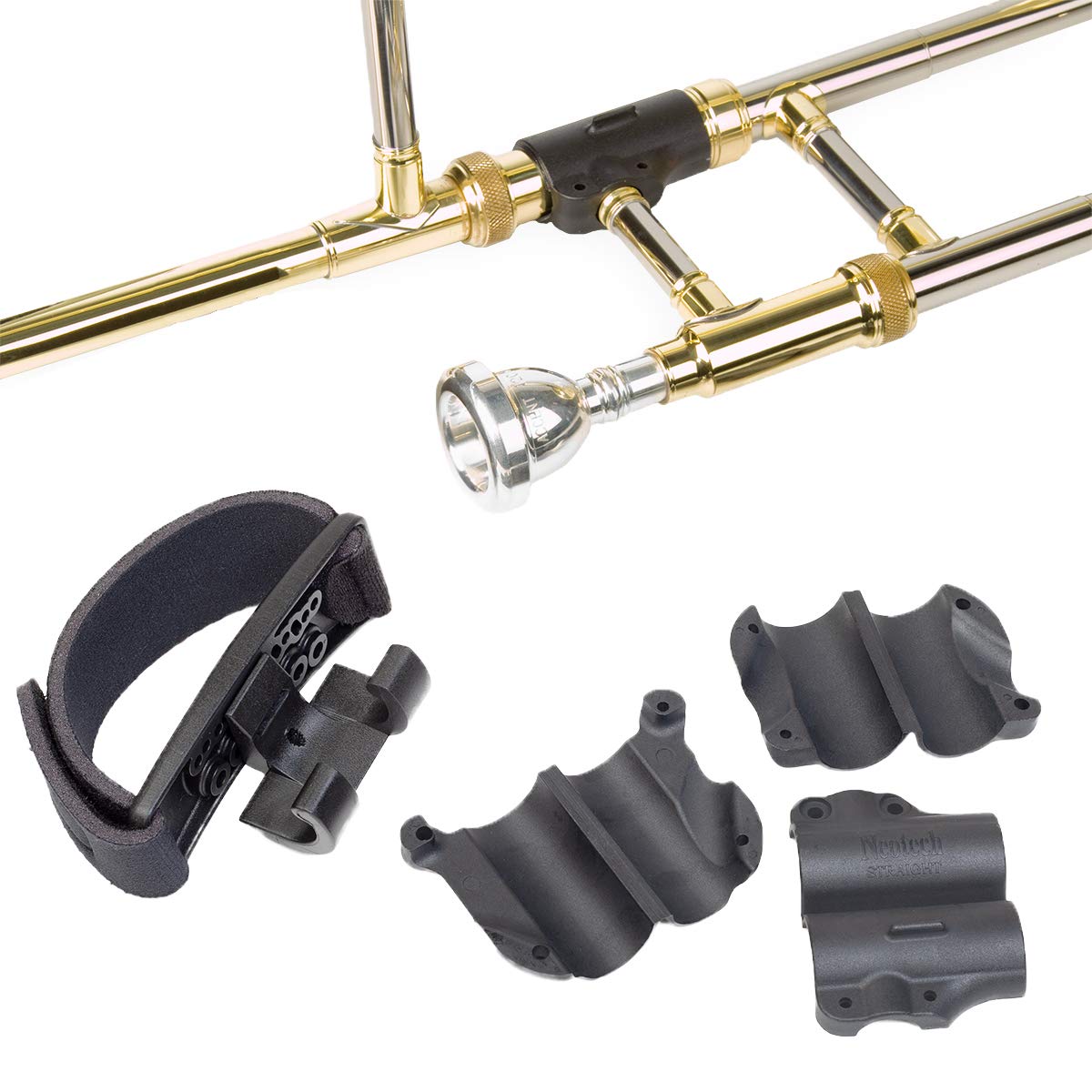 Neotech Trombone Hand Grip – Adjustable Neoprene Hand Support for Bass Trombone | Ergonomic Grip Rest for Comfort & Control – Black, Made in USA