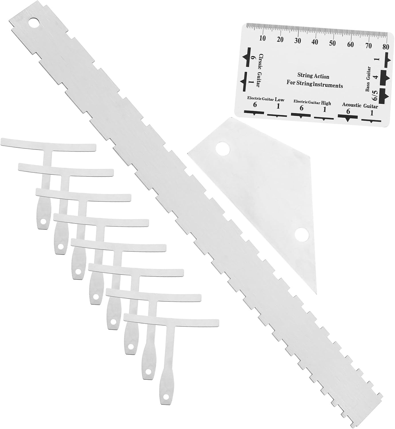 12pcs Guitar Luthier Tool Kit Complete Set Radius Gauge String Action Ruler Straight Edges Fret Rocker for Guitar Repair