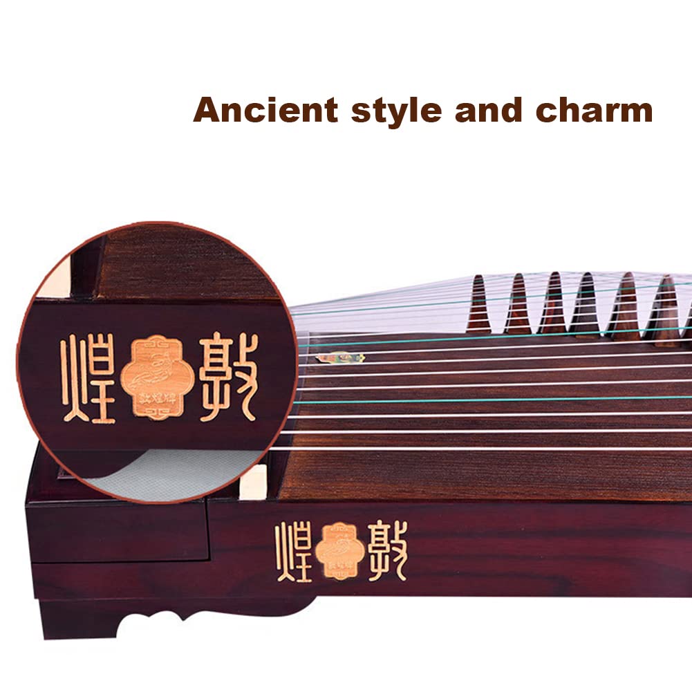Professional Rosewood Guzheng, 163Cm for Adults, Suitable for Adults/Children/Beginners (Rich Peony/Ancient Rhyme Calligraphy),A