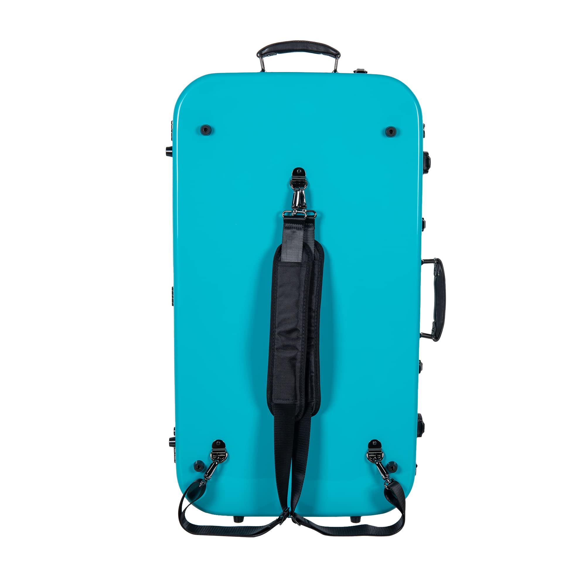 Crossrock Fiberglass Double Case for Mandolin & 4/4 Violin – Fits A & F-Style | Black Gloss Finish, TSA Lock, Backpack Straps, Accessory Storage – Pro Tour Series