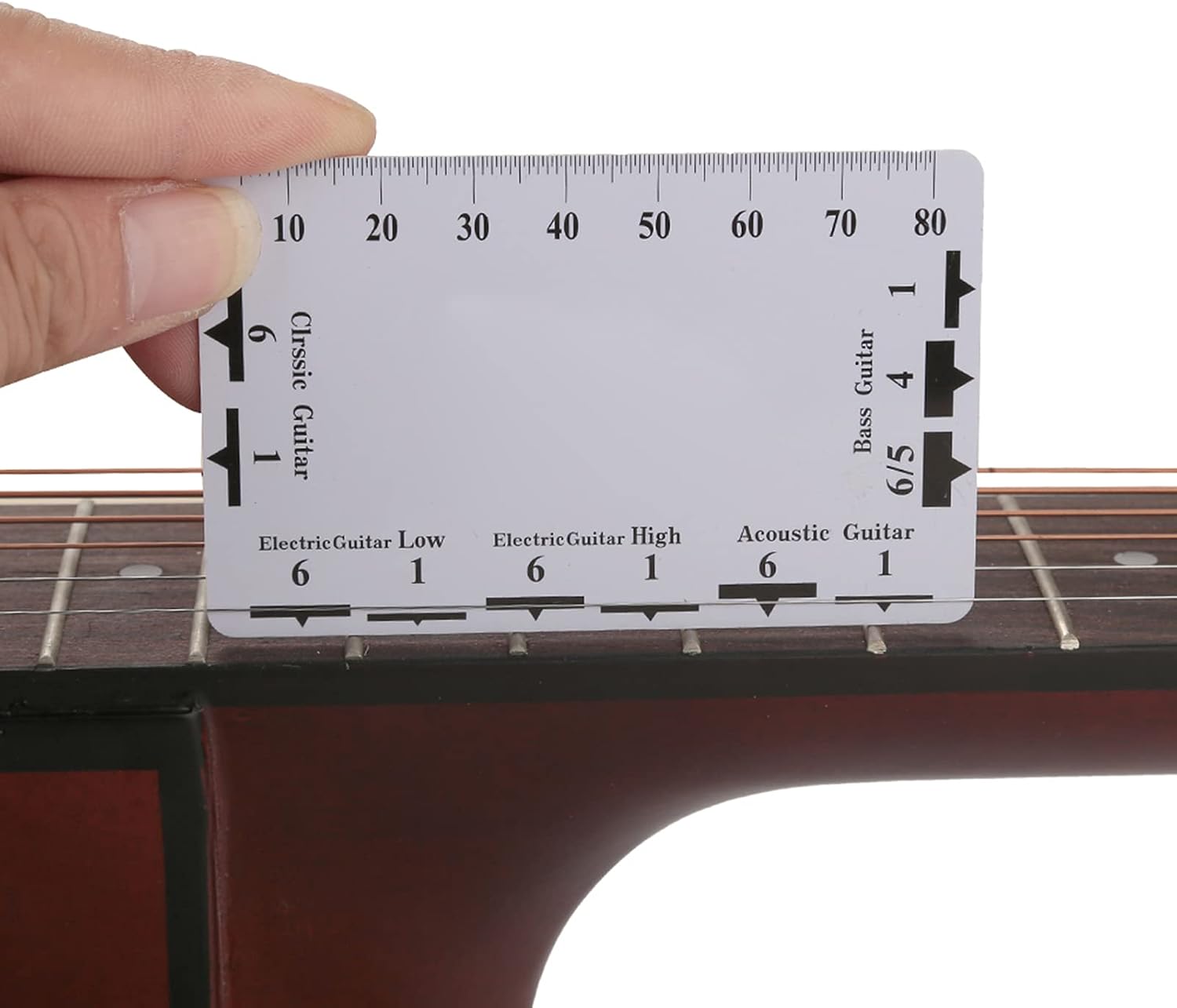 2Pcs String Action Ruler Gauge, Guitar String Action Gauge Measuring Tool Guitar Repairing Tool for Ukulele Bass and Mandolin