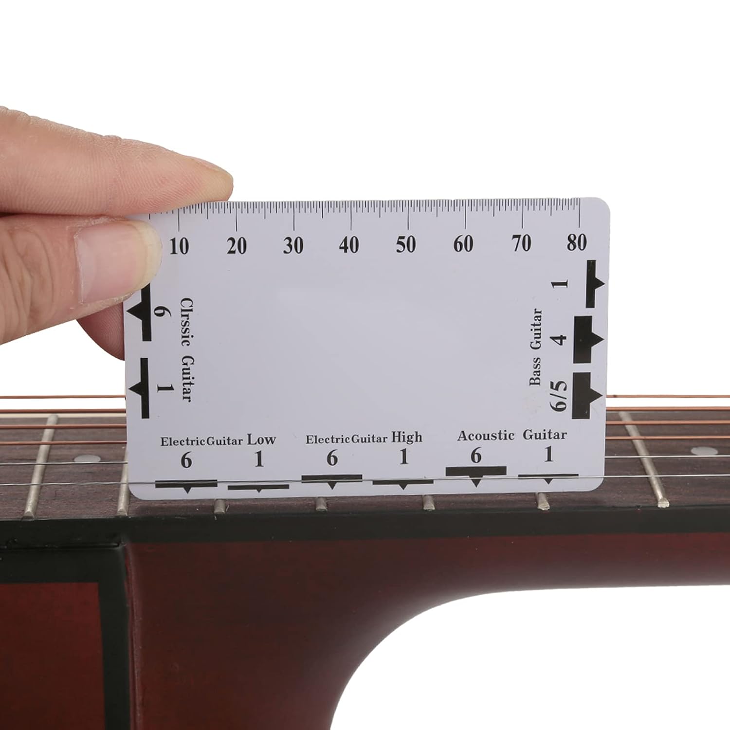 2Pcs Guitar String Height Gauge,Guitar Action Gauge with Fraction,Decimal,Metric Conversion Chart on Back,Accurate Scale to Measure String Height,Bridge Saddle Height