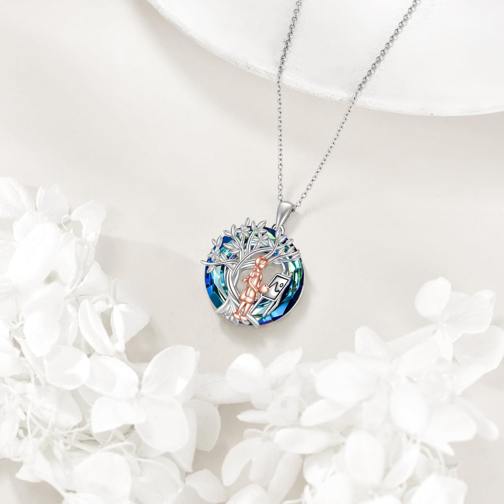 YFN Tree of Life Necklace Sterling Silver Crystal Jewelry Graduation Birthday Gifts for Women