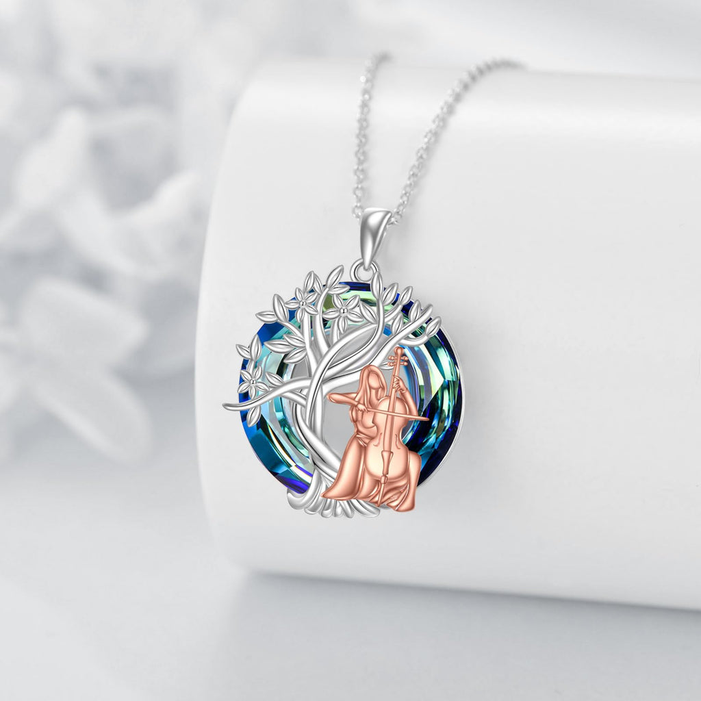 YFN Tree of Life Necklace Sterling Silver Crystal Jewelry Graduation Birthday Gifts for Women