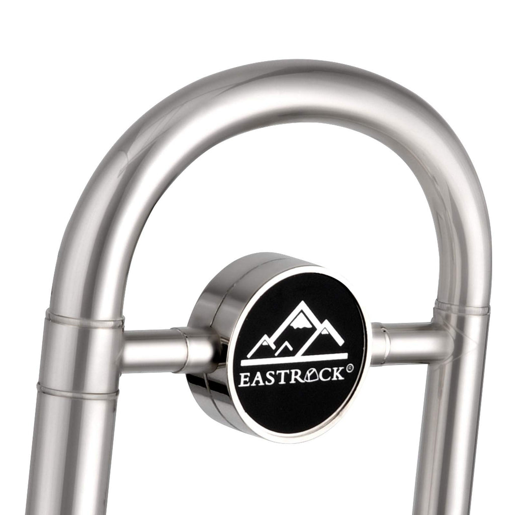 EASTROCK Bb Tenor Slide Trombone, B Flat Brass Plated Trombone Instrument for Beginners Students with Hard Case, with Mouthpiece, White Gloves (12.5mm/200 mm), Golden