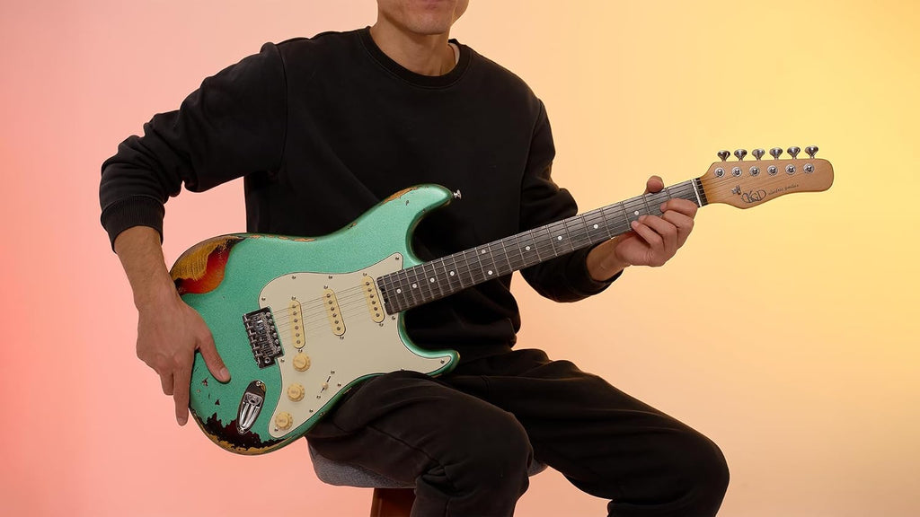 KGD Relic Electric Guitar,Roasted Maple Neck and Rosewood fingerboard,Bone Nut,6-String Relic Guitar,Professional/Full Size/Electric Guitars for Adults (Jasper Green)