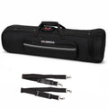 Crossrock Tenor Trombone Flight Case — Fits Bb Tenor with F-Attachment | Shockproof Design, Security Lock, Plush Interior, Single Shoulder Strap & Accessory Compartment (CRA980TBBK)