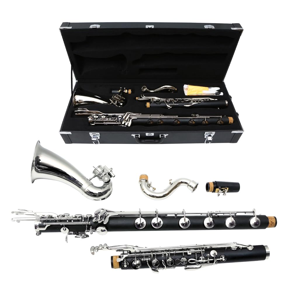 Bass Clarinet Low E | Nickel-Plated Keys, Rich Sound & Durable Hard Rubber Body - Includes Starter Accessories