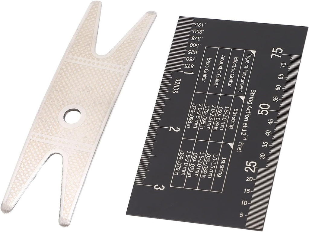Guitar Luthier Tools Kit Guitar String Action Gauge Ruler String Height Gauge Action Setup Ruler Adjustable Wrench Double Sided Etched Printing for Electric Bass Acoustic