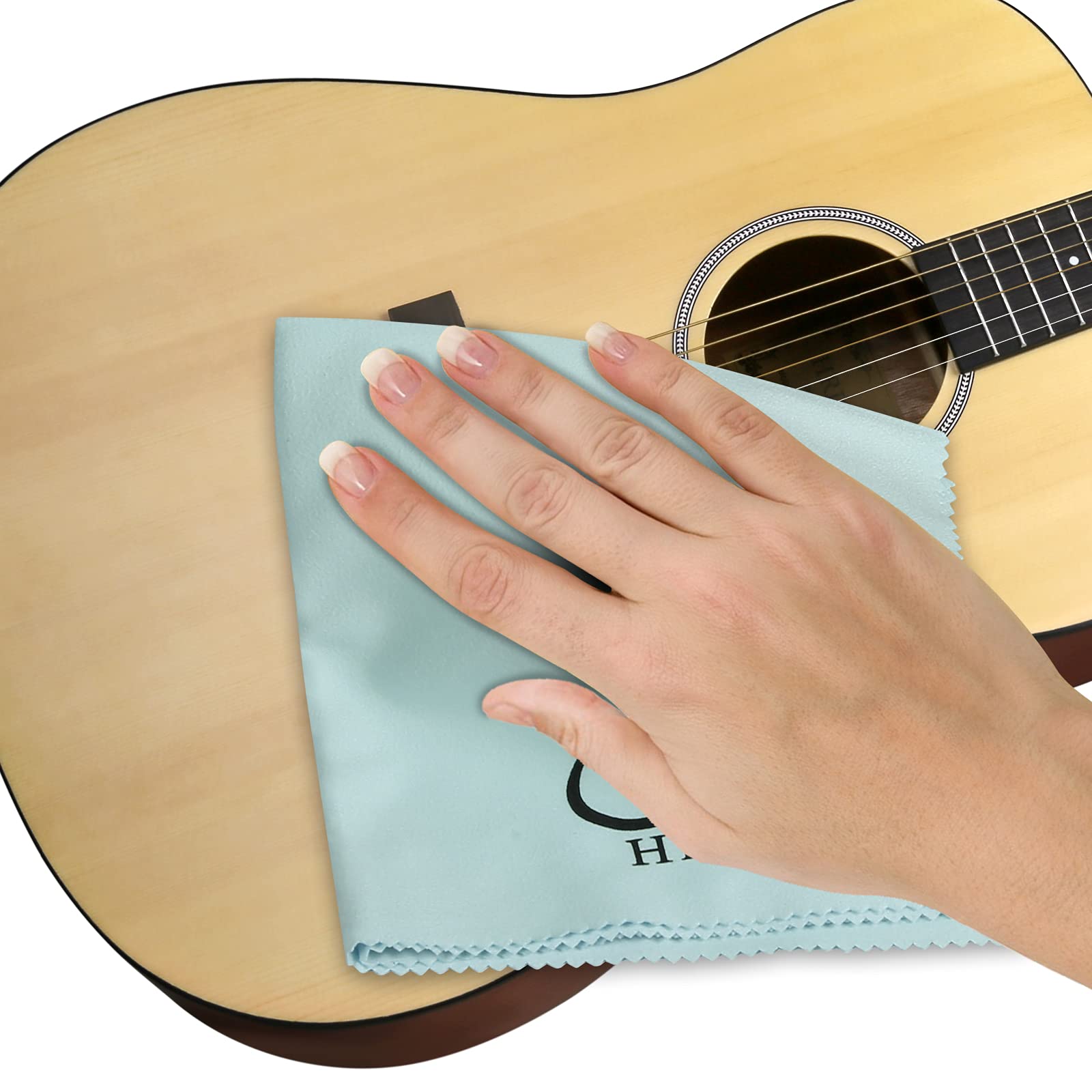 Guitar Cloths Ultrafine fiber suede (12"x12" Cloths) Plush Polishing Cloths for Musical Instruments Premium Polishing & Cleaning Cloths for Guitar Violin Piano Clarinet Trumpet (6 Pack Blue)