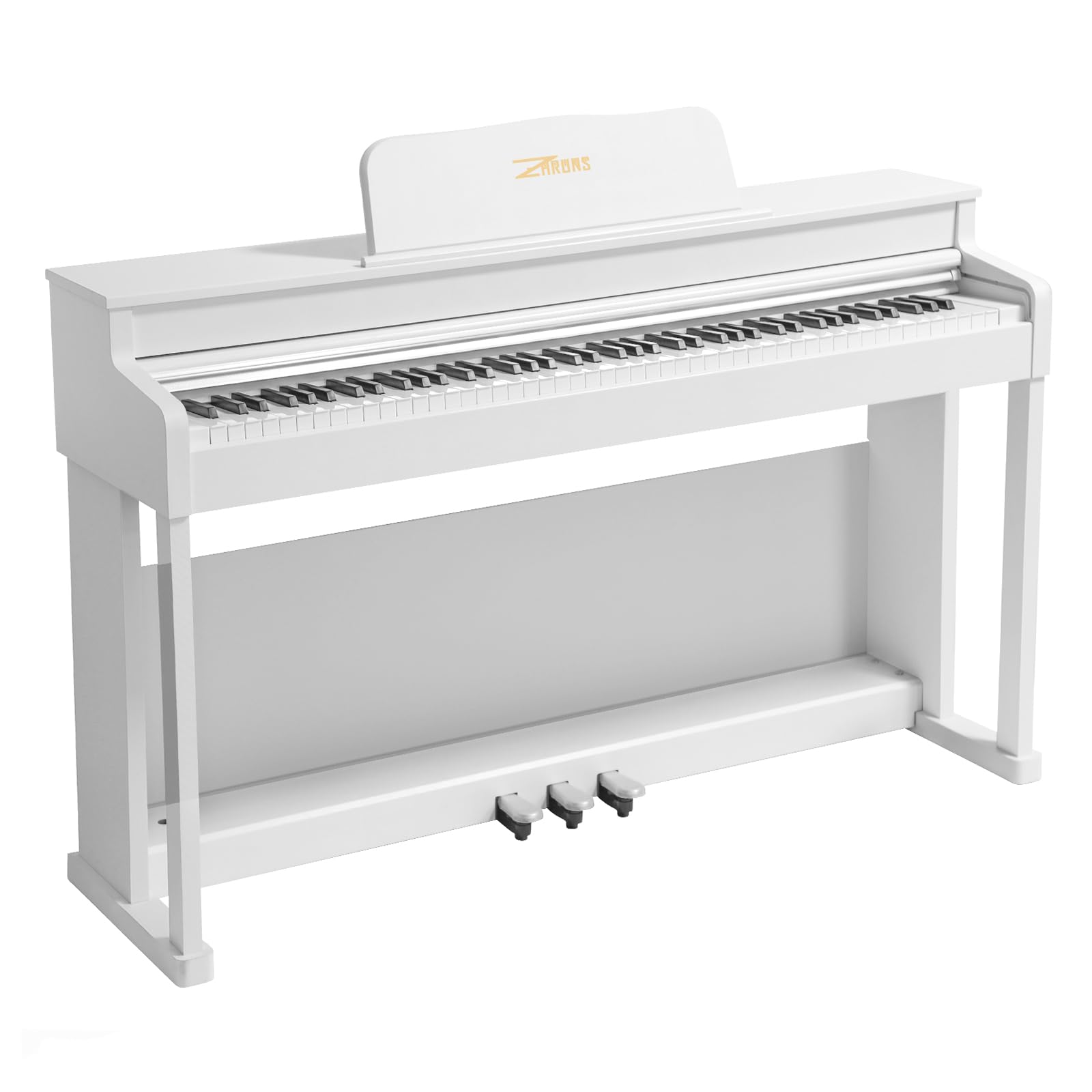 Digital Piano, 88 Key Weighted Keyboard Piano, Full-size Electric Piano Keyboard with Sheet Music Stand, Triple Pedal, Power Adapter, Supports USB-MIDI Connecting (White)