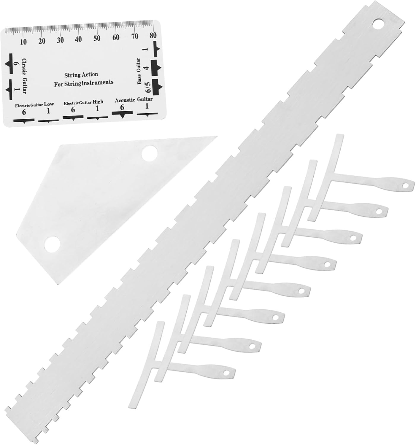 LIOOBO 12pcs Guitar Tool Kit String Action Ruler Radius Gauge Fret Rocker for Acoustic Electric Guitar Repair