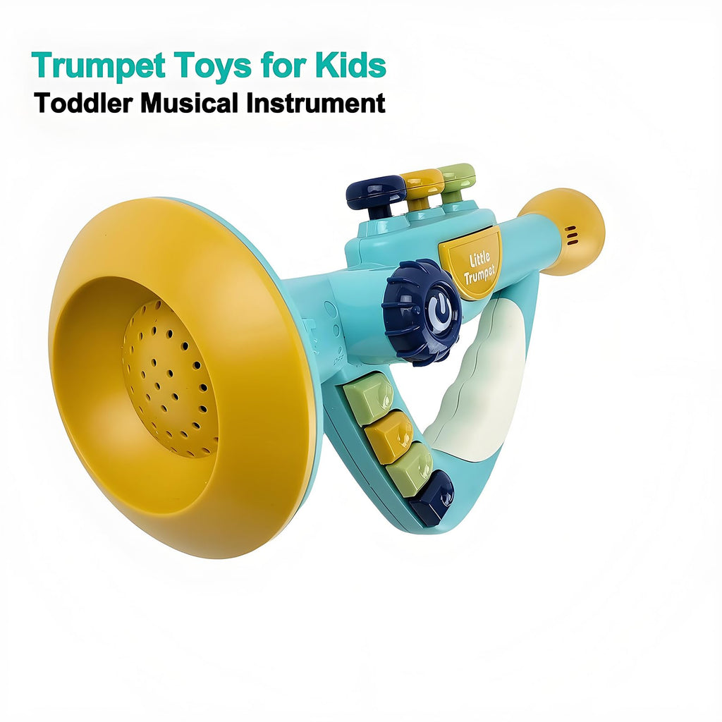 Musical Instruments Toys for Kids, Toddlers Little Trumpet and Baby Educational Toy for Girls & Boys Ages 1-3 (Blue)