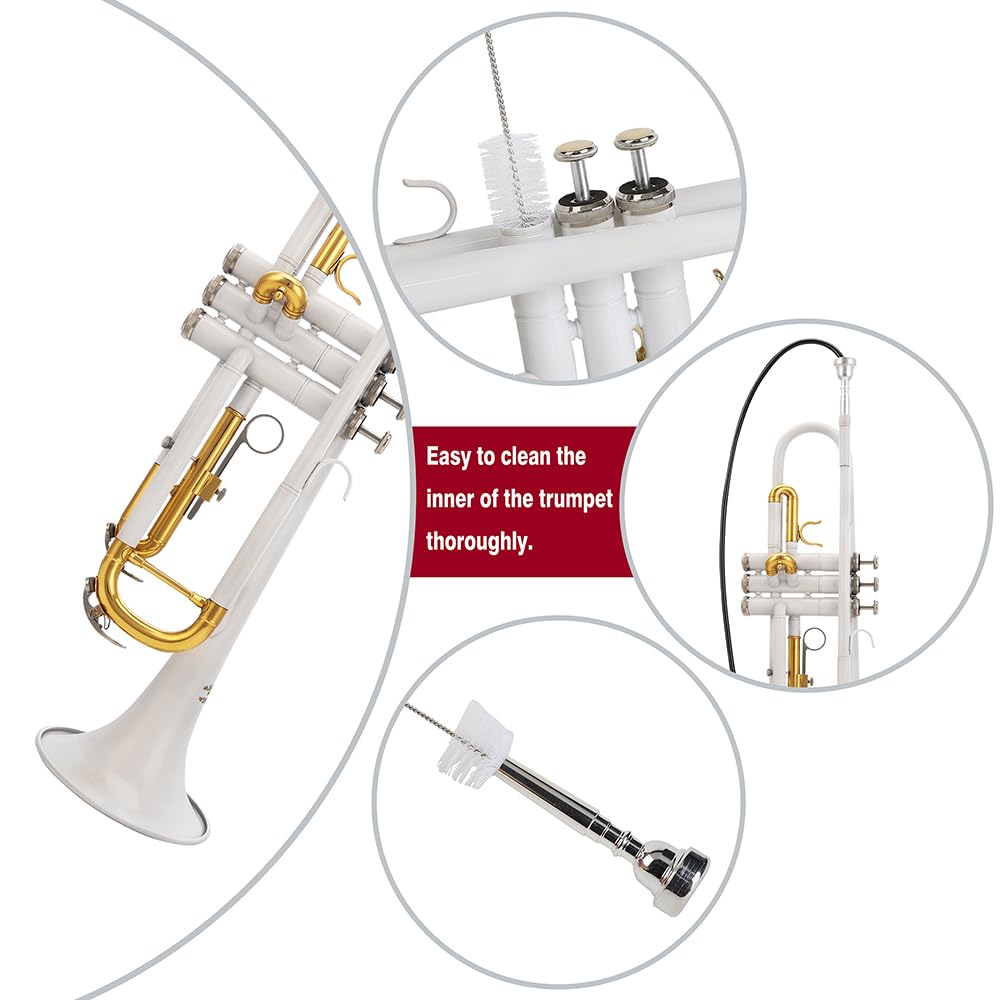 Glory Bb Trumpet - Trumpets for Beginner or Advanced Student with Case, pair of gloves-Gold