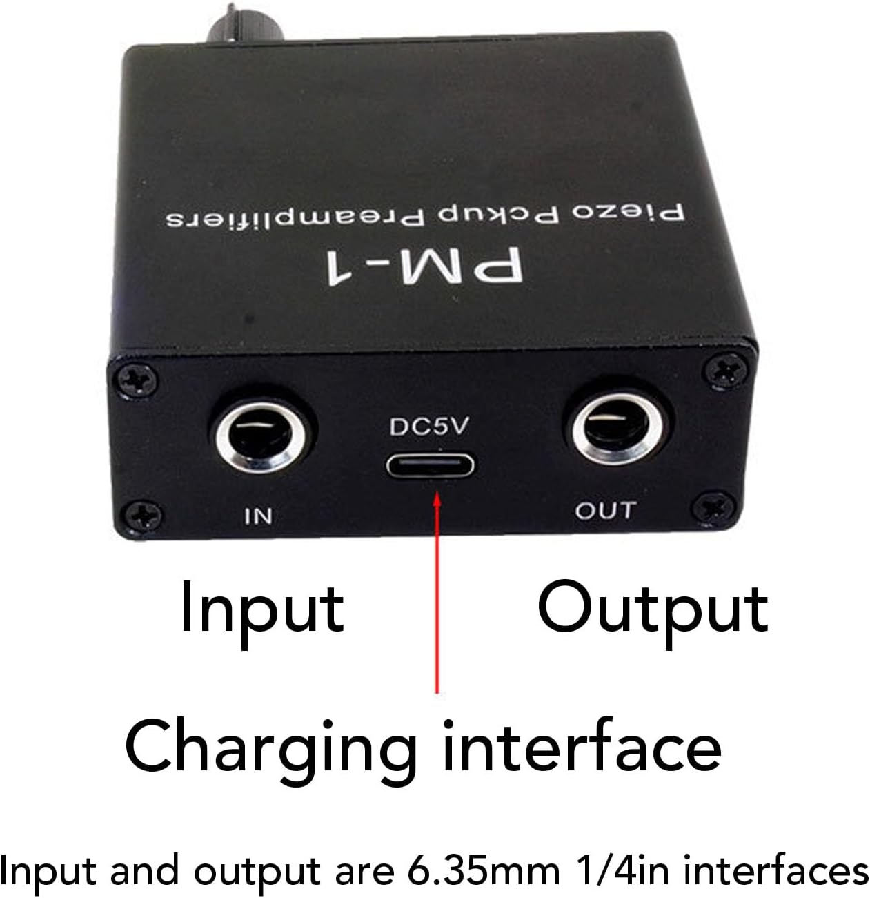 Piezo Pickup Preamp Amplifier for Guitar Cello Violin Ukulele Mandolin with Type C Charging Cable 10 Hours Battery Life