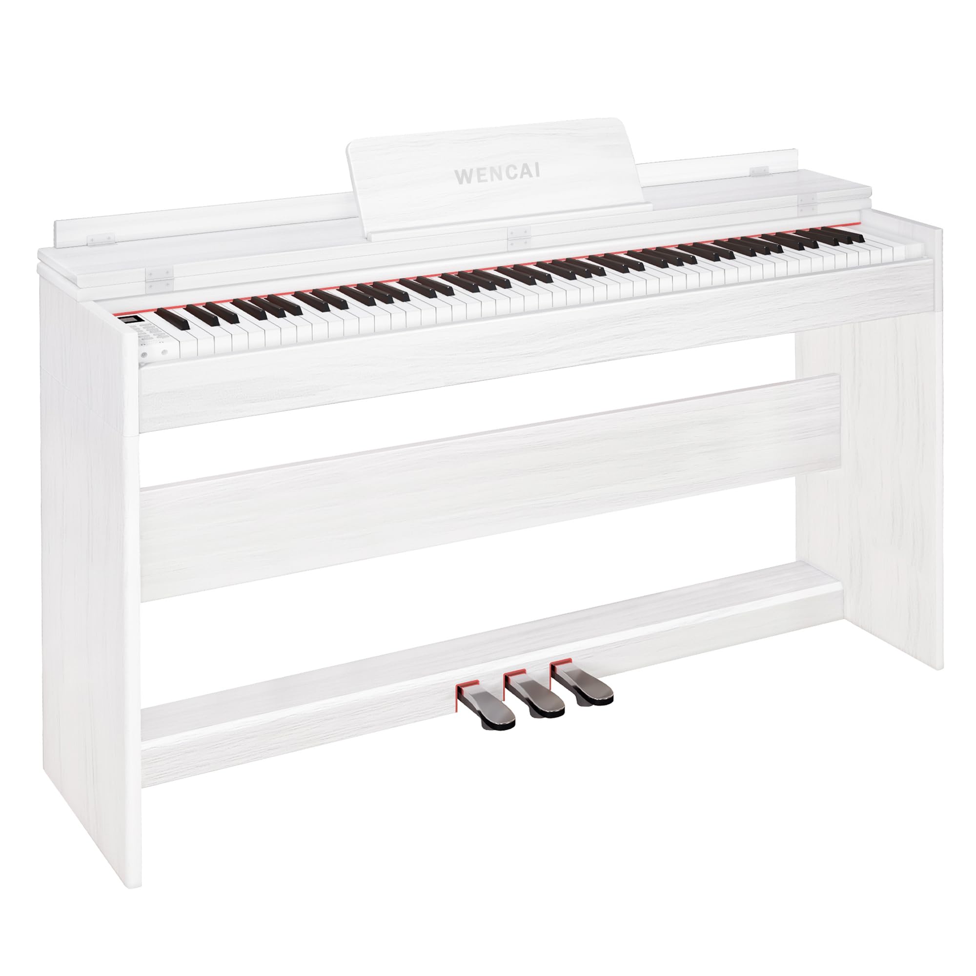 WENCAI 88 Key Fully Weighted Digital Piano Keyboard, White | Hammer Action Electric Pianos, Wooden Upright Electronic Piano for Beginner & Professional, Midi Compatible, Triple Pedal