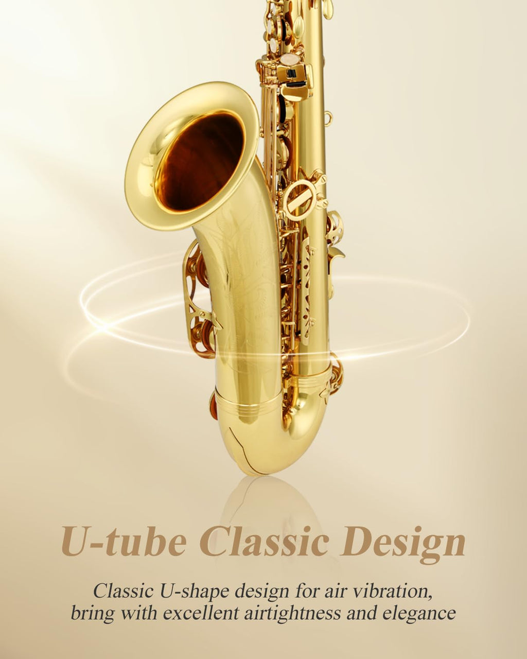 Eastar Student Alto Saxophone E Flat for Beginner Sax Full Kit with Carrying Case, Mouthpiece, Straps, Reeds, Stand, Golden Lacquer, AS-Ⅱ