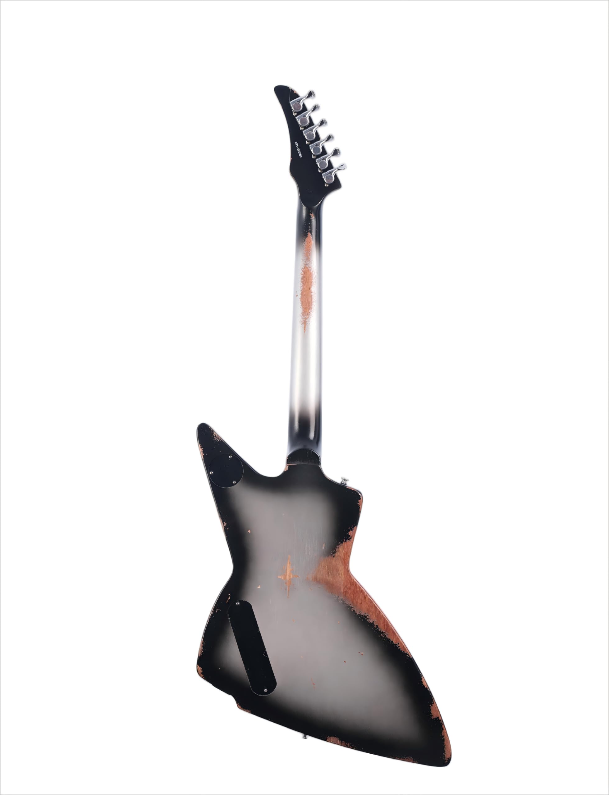 KGD Relic Electric Guitar-6-String Heavy Metal Guitar with Bone Nut, Professional Electric Guitar for Adults(Black&White)