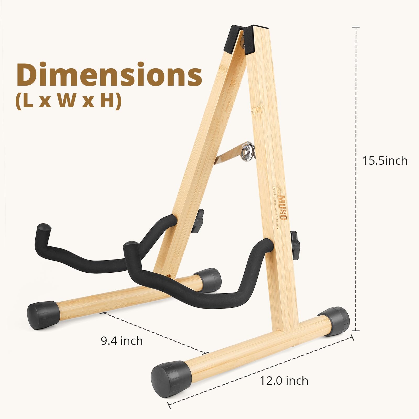 MUSO Cello Stand with Bow Holder,A-Frame Floor Stand with Padded Foam, Handcrafted Cello Rack Fits 1/2, 3/4, 7/8, 4/4 Full-Size and Guitar, Instrument Holder for Home and Studio Display