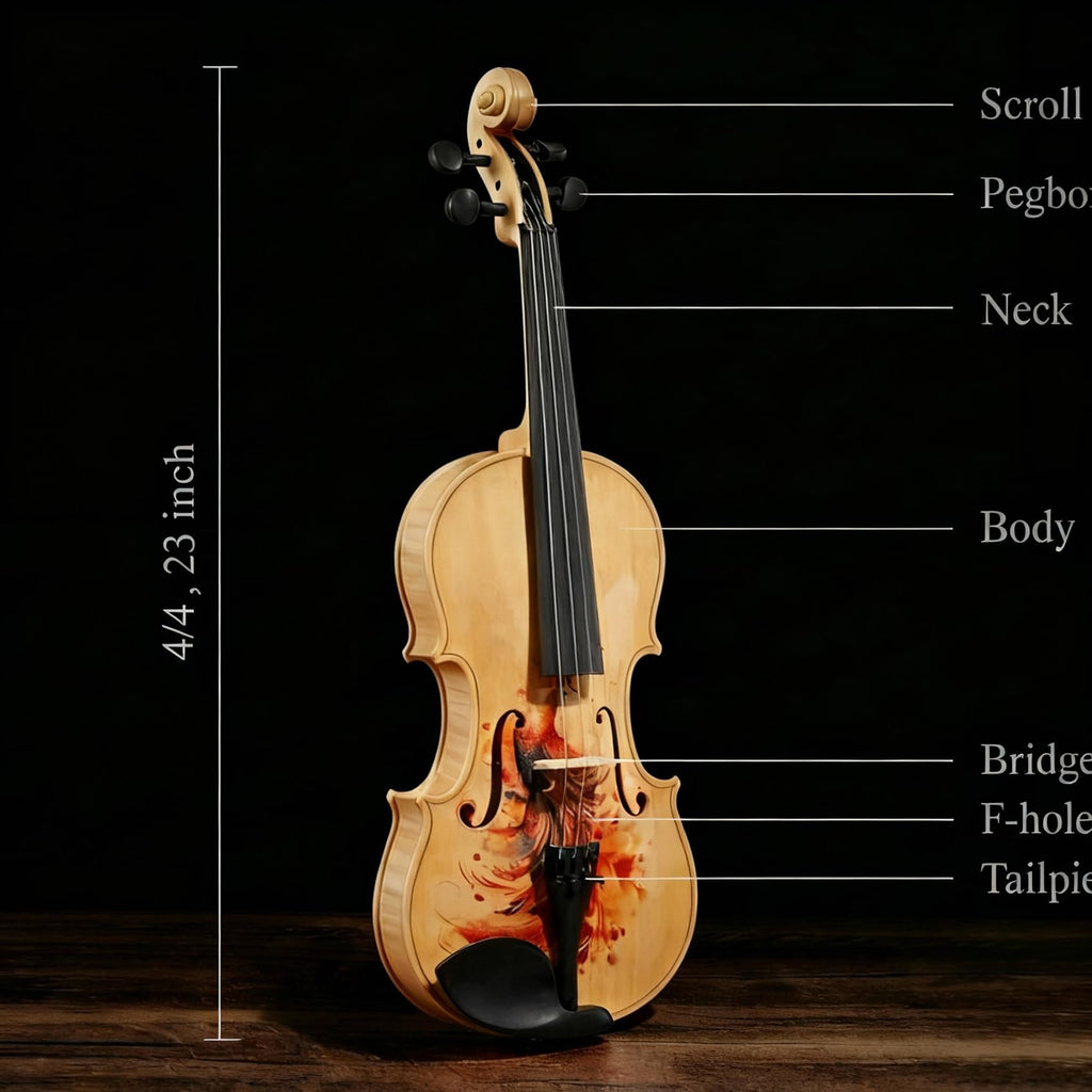 Beginner Violin 4/4, Full Size Violin for Adults, Teens, Student, Acoustic Fiddle Kit with Hard Case,Tuner,Mute,Shoulder Rest,Extra Strings,Cleaning Cloth,Learners Age 12+ (Reddish Brown)