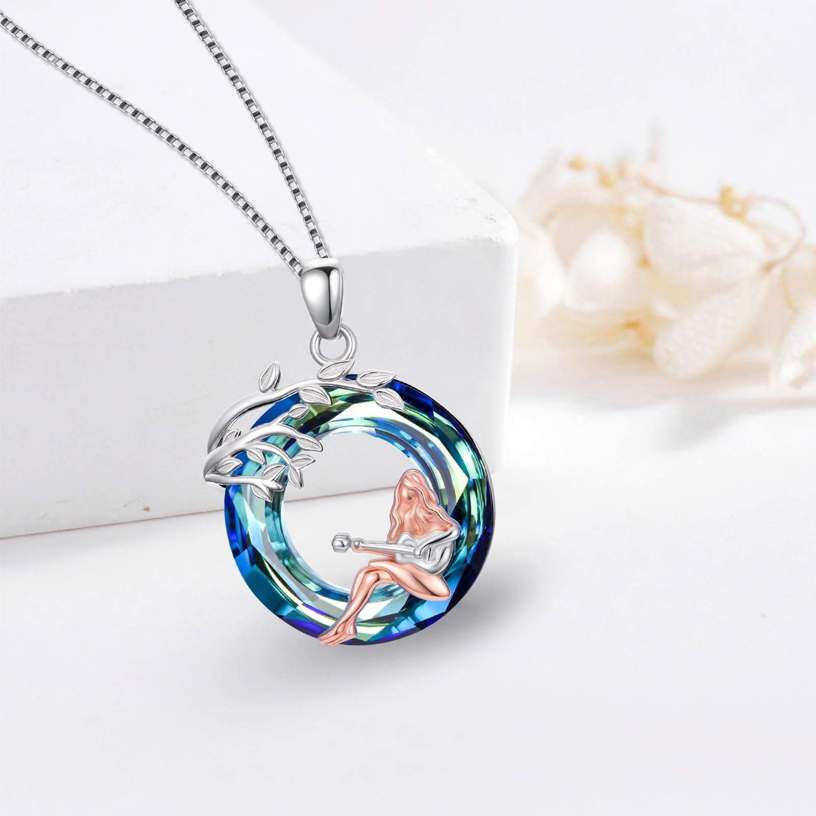 Sport/Music Necklace for Women 925 Sterling Silver Crystal Pendant Tree of Life Jewelry Gifts for Sport Players