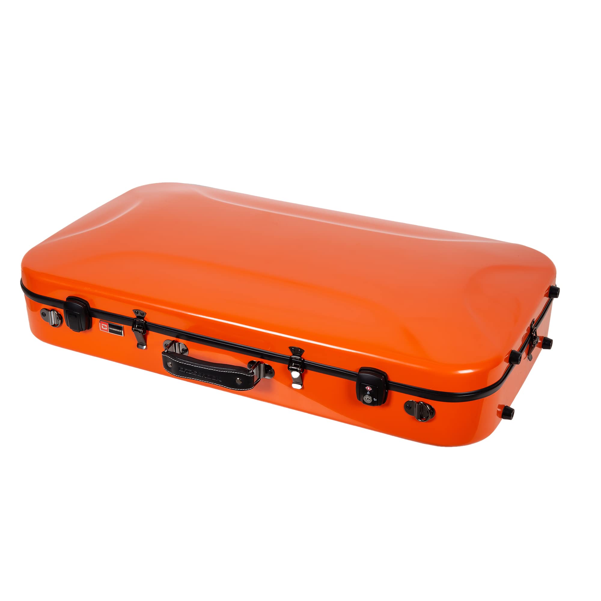 Crossrock Fiberglass Double Case for Mandolin & 4/4 Violin – Fits A & F-Style | Black Gloss Finish, TSA Lock, Backpack Straps, Accessory Storage – Pro Tour Series