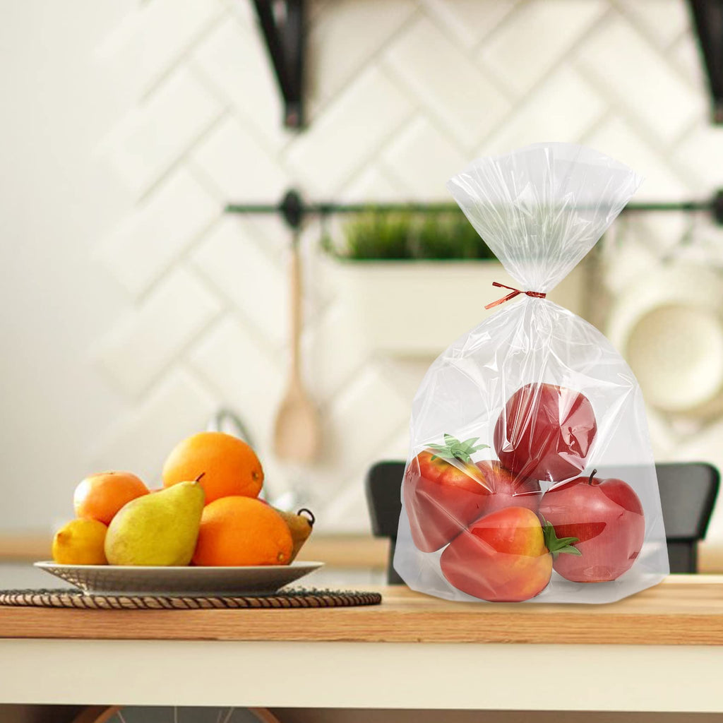 Morepack Large Cello/Cellophane Bags,30x 40 Inches Clear Basket Bags OPP Plastic Cellophane Wrap for Gift Baskets Packaging 20 Pieces (No Bow or Ribbon Included)