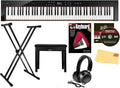 Casio Privia PX-S6000 Digital Piano - Black Bundle with Adjustable Stand, Bench, Headphones, Piano Book, Online Piano Lessons, Instructional DVD, and Austin Bazaar Polishing Cloth