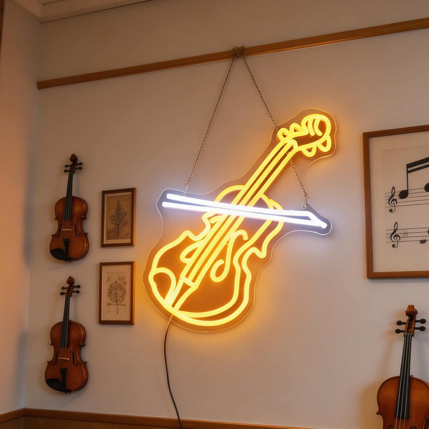 Violin LED Neon Sign, Music Player Neon Signs, Music Instrument Wall Room Bedroom Game Room Art Decor, Violin Enthusiasts Artist Neon Light Wall Art Christmas Birthday Gift