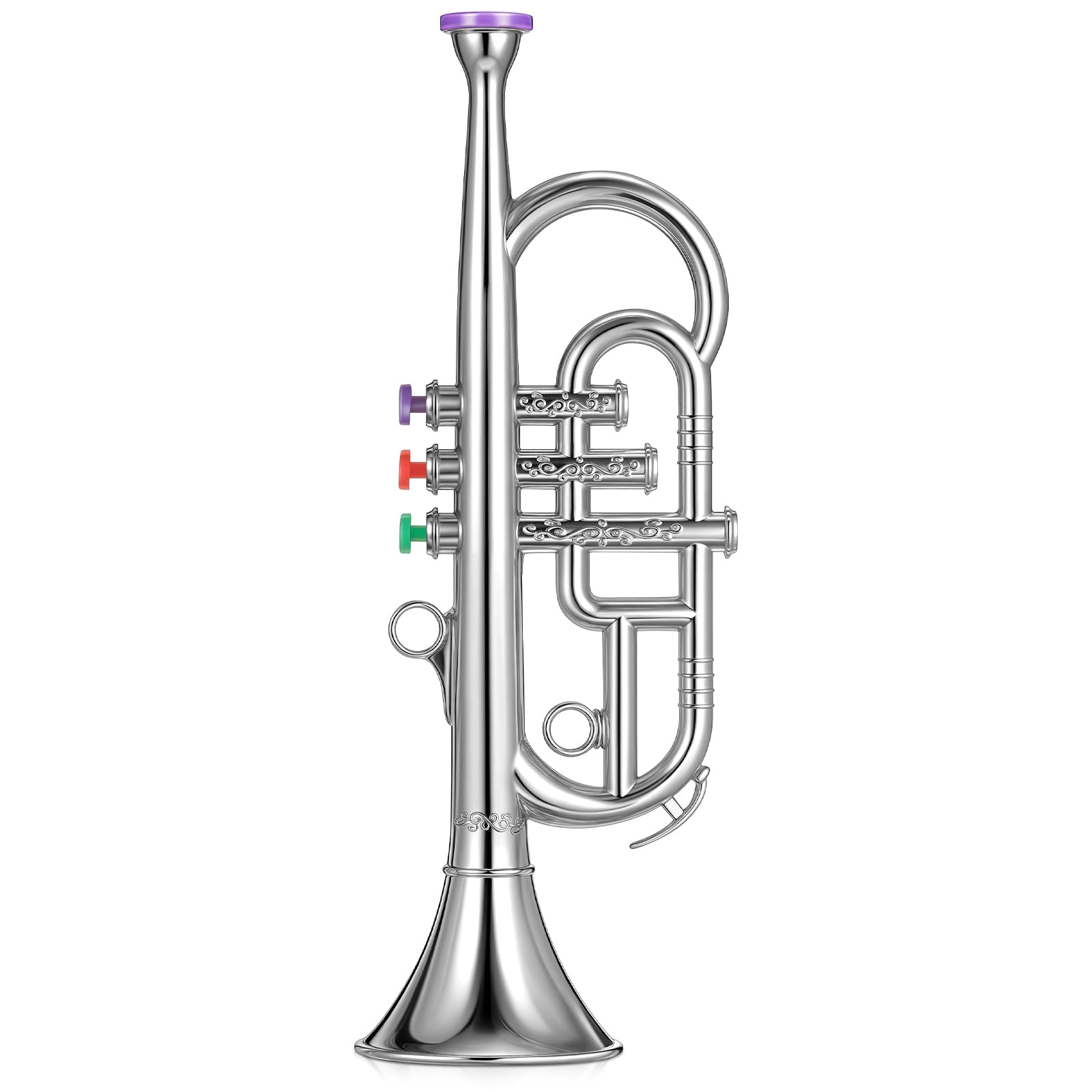 Lewtemi Gold Trumpet Musical Instruments Toy for Kid Toddler Fake Plastic Preschool Music Toy Gift Non-Professional Wind Instrument Early Educational Teaching Songs Gifts for Toddlers Children