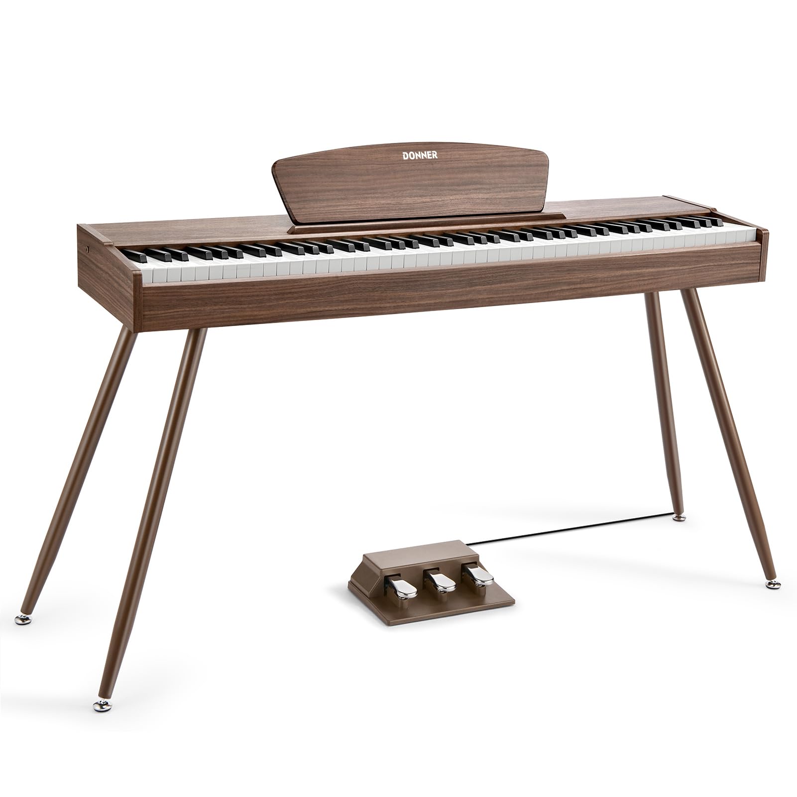 Donner DDP-80 PLUS Digital Piano 88 Key Weighted Keyboard, Home Electric Piano, Supports USB-MIDI & Headphones Connection, Semi-open Cover Designed, with Metal Three Pedal, Power Adapter