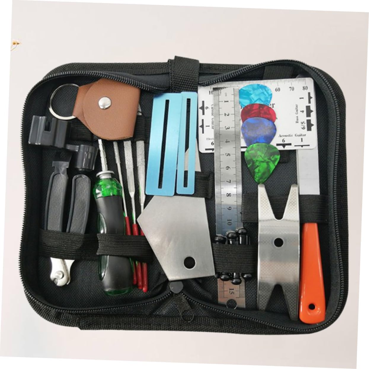 Hemoton 24pcs Guitar Repair Tool Kit Includes String Cutter Action Ruler Fret Files and Accessories for Electric and Classical Guitars Essential Maintenance