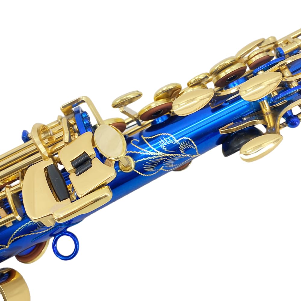 Bb Straight Soprano Saxophone–Gold Lacquer Finish, Ergonomic Design with Case, Mouthpiece, Neck Strap & Accessories, Ideal for Beginners & Advanced Players（Golden）