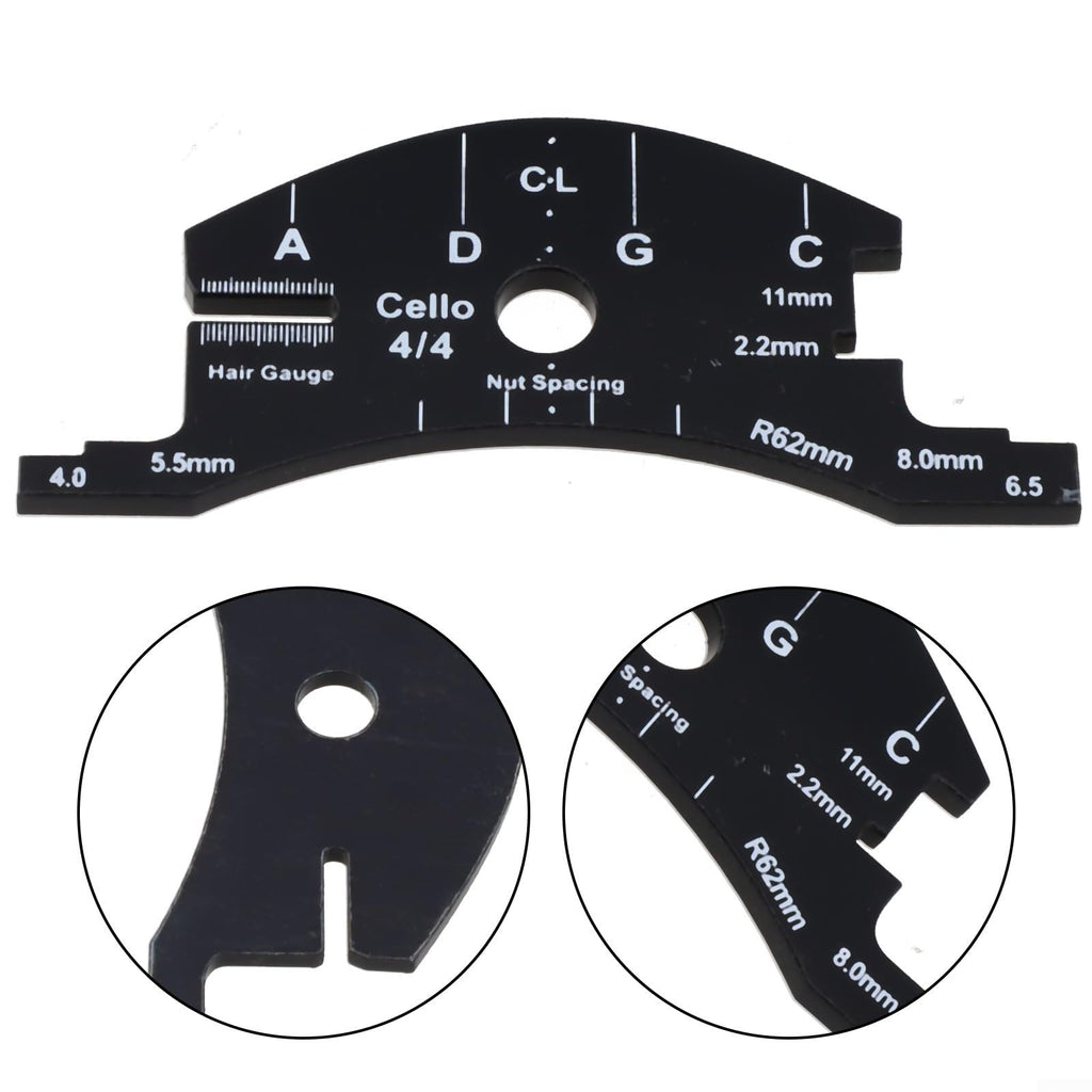 Violin For Bridge Template For Violin Cello Double Bass Multifunctional Luthier Tool For String Height Chord Distance Measurement And Repair Full Size Plastic Gauge Black(Violin 1/2)