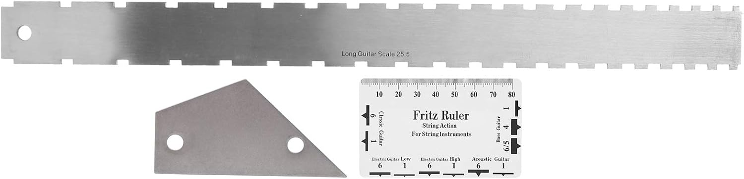 Generic Guitar Ruler Set with Stainless Steel Straight Edge for String Action Measurement and Fret Leveling Tools, 3 Pieces for Electric Guitars