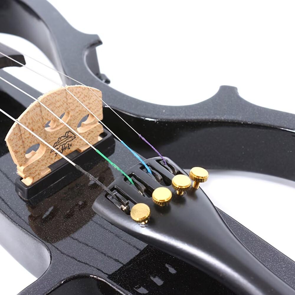 Vetimobato 16 Inch Silent Electric Viola Set- Solidwood Body with Ebony Fittings Metallic Coating Full Viola Set for Beginner Practice Professional Performance and Studio Recording (Blue, 4 String)