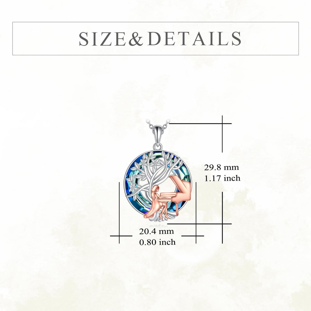 YFN Tree of Life Necklace Sterling Silver Crystal Jewelry Graduation Birthday Gifts for Women