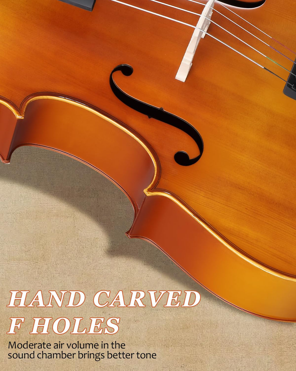 Ktaxon Full Size Cello, 4/4 Solid Wood Acoustic Cello with Sturdy Stand, Portable Bag, Premium Rosin and Extra String, Full Equipment for Intermediate Players (Varnish)