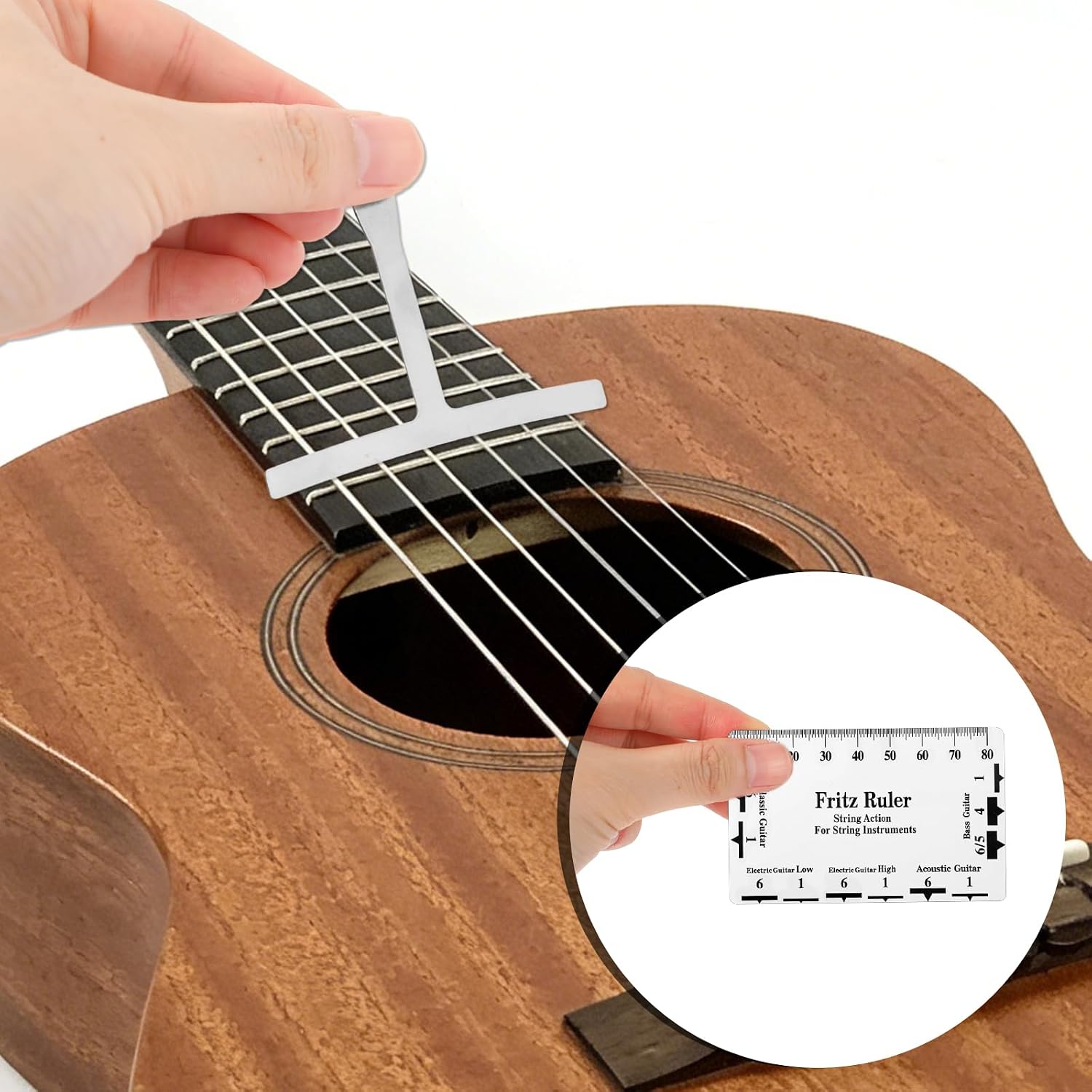 11pcs Guitar Luthier Tools Set, Include 9 Guitar Understring Radius Gauge 1 String Action Gauge Ruler 1 Bridge Saddle Nut Files for Bass Setup Repair Tool Kit