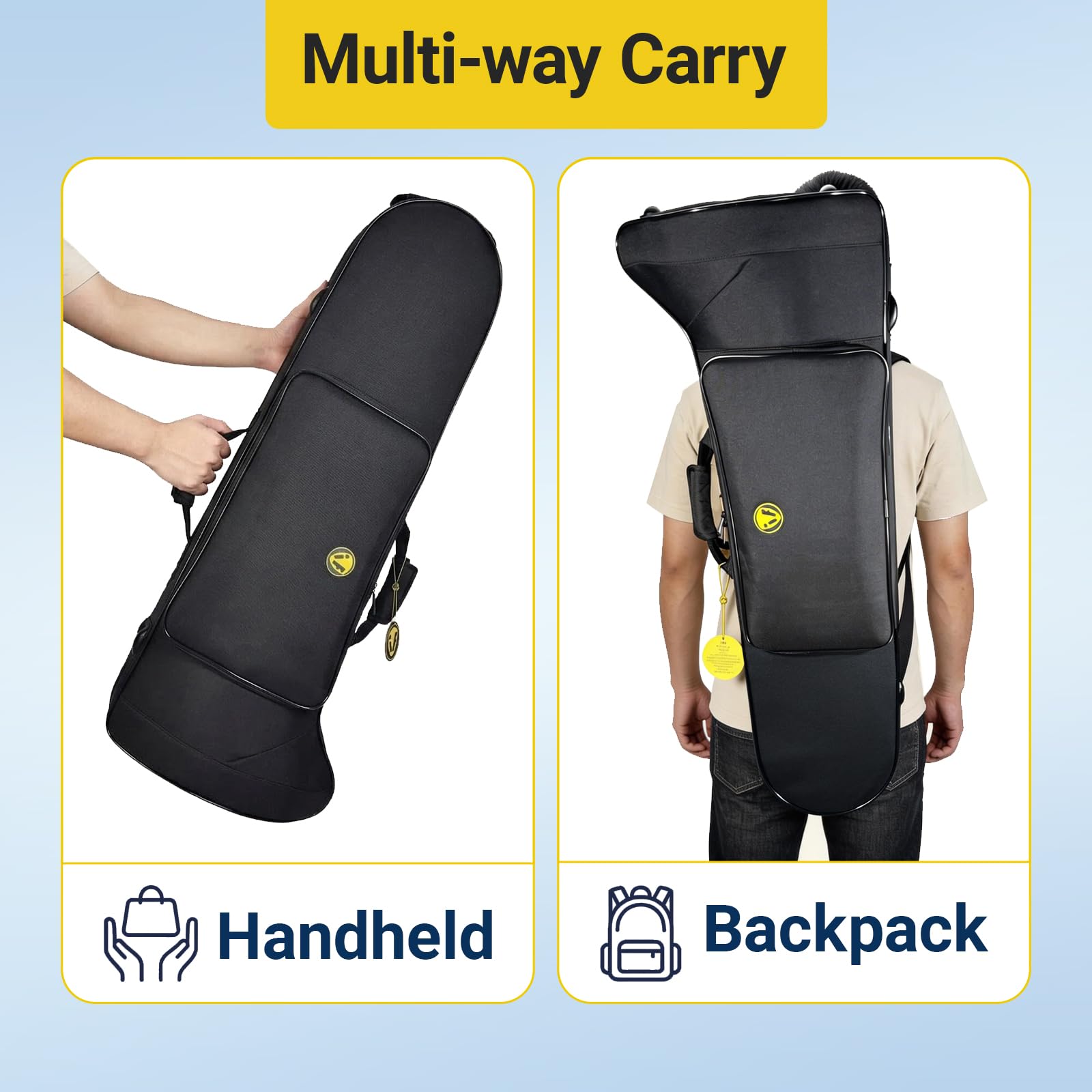 Contoured Trombone Case with Built-In Backpack Straps, Gig Bag | Omebaige Contoured Trombone Case: Built-In Backpack Straps, Impact-Resistant Foam Velvet Interior, 600D Nylon Design.