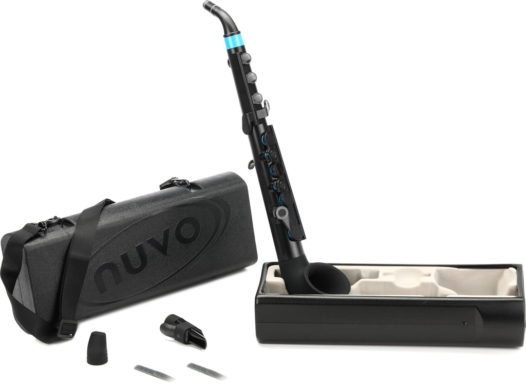 Nuvo jSax Beginner Saxophone, White/Blue (Black/Blue)