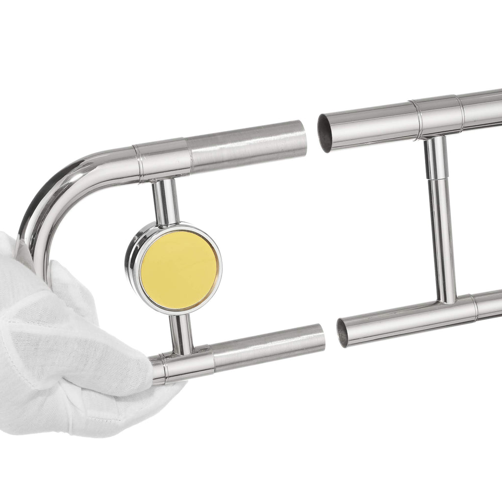 Ashthorpe Bb Tenor Slide Trombone with Nickel Plated Finish - Includes Case, Mouthpiece, Gloves, Cleaning Cloth, Slide Grease