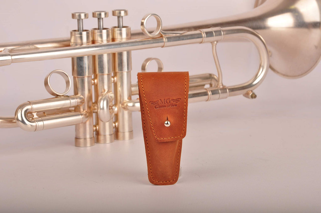 Trumpet Valve Guard XL Genuine Leather Protection Trumpet Valve Cover Valve Wrap (Green)